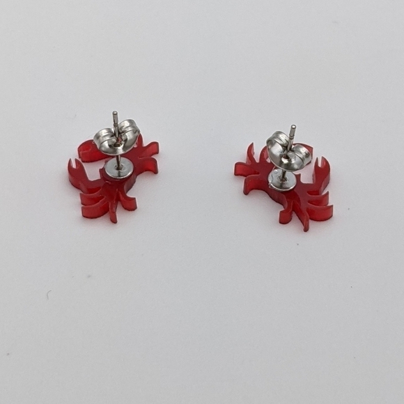 Crab red glitter acrylic stud earrings - Picture 7 of 7